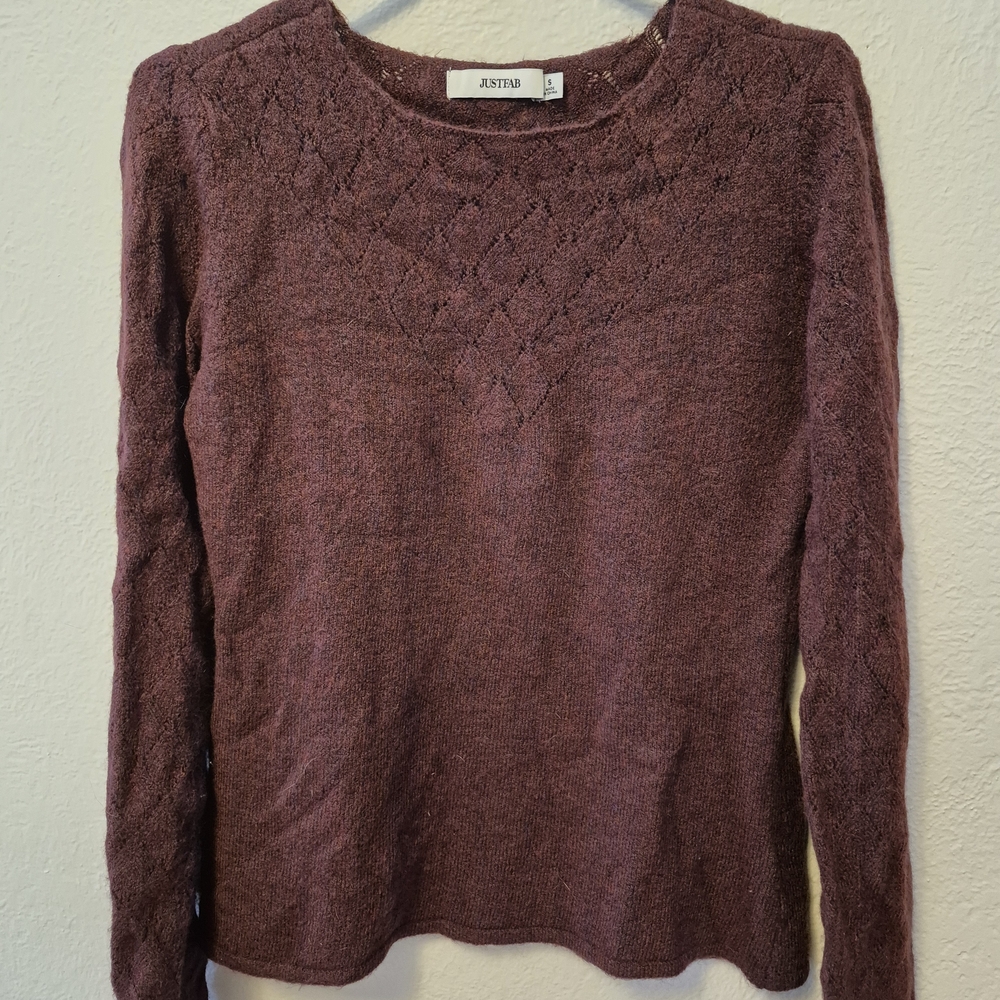 JustFab Burgundy Crew Neck Sweater